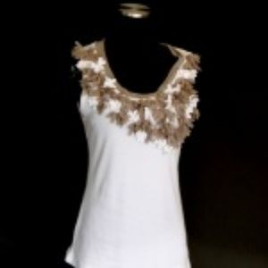 INC Tank White/Taupe Appliques